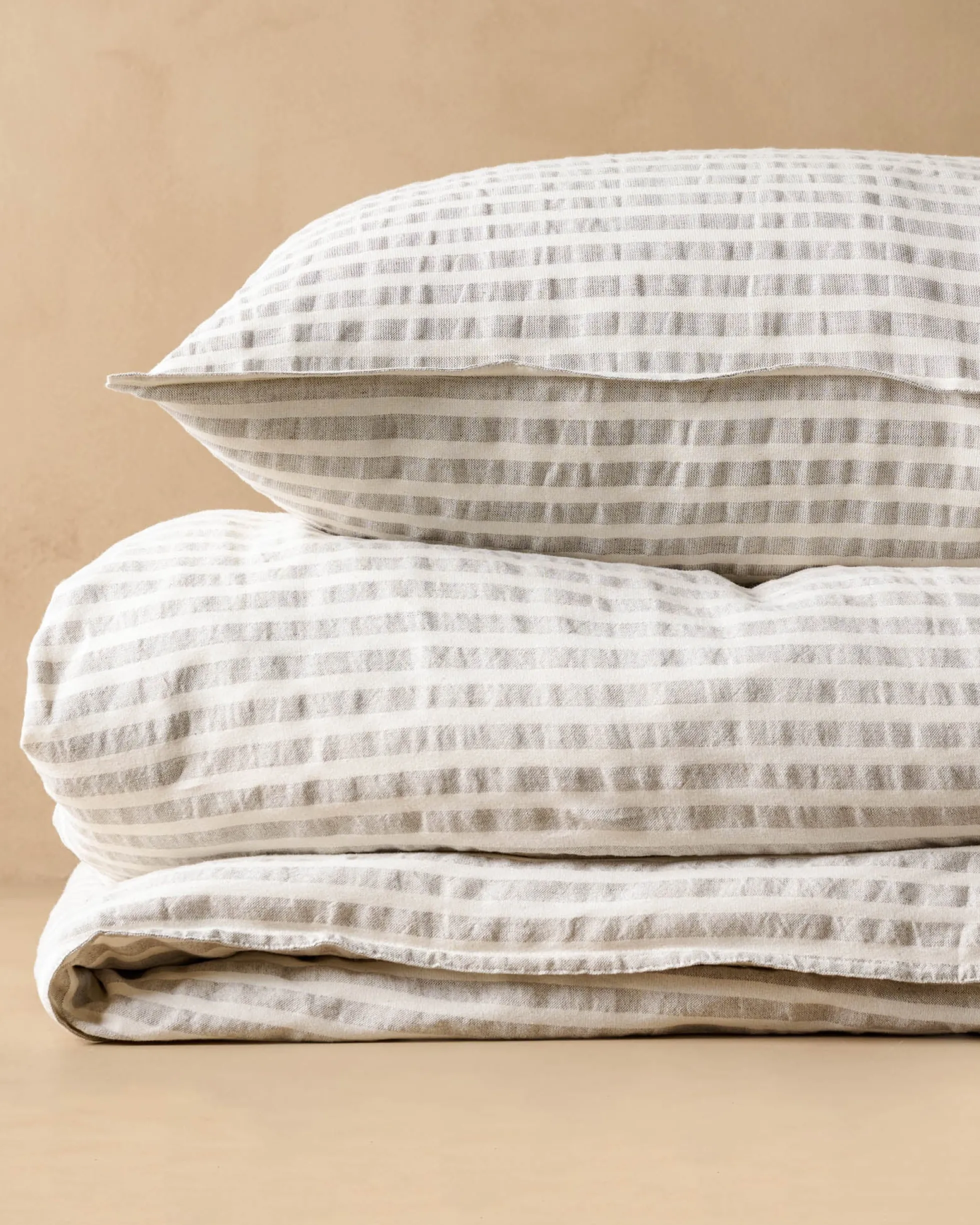 Shadow Grey + Antique White Stripe Linen Cotton Pillow Sham