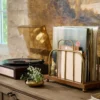Short Antique Brass and Wood Media Stand