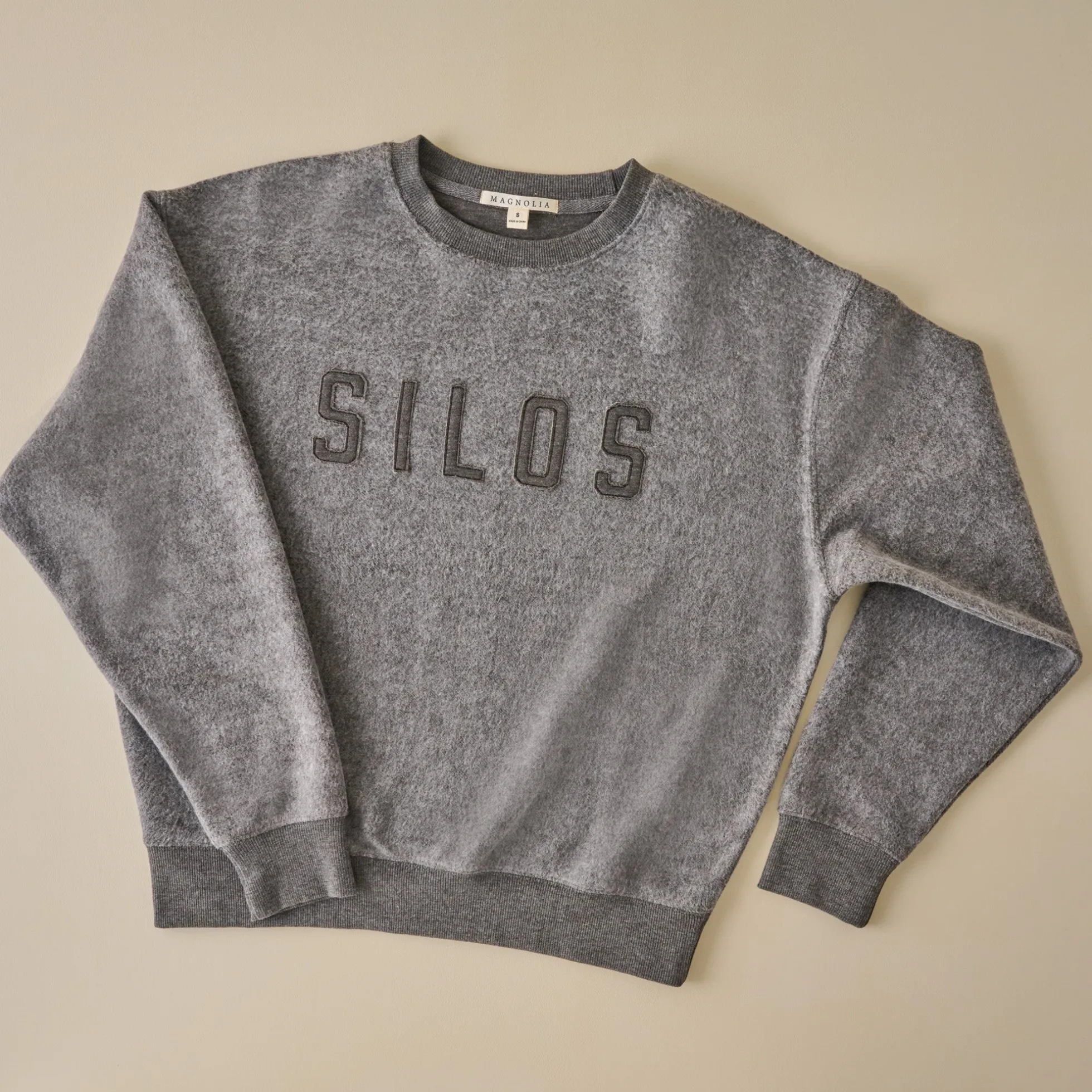 Silos Applique Charcoal Cozy Fleece