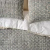 Silver Blue Flora Block Print Quilt + Sham Set (King)