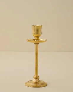Solid Brass Floral Taper Holder