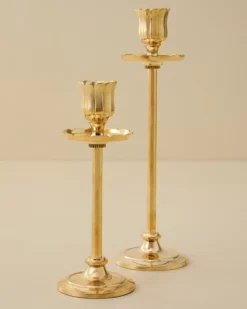 Solid Brass Floral Taper Holder