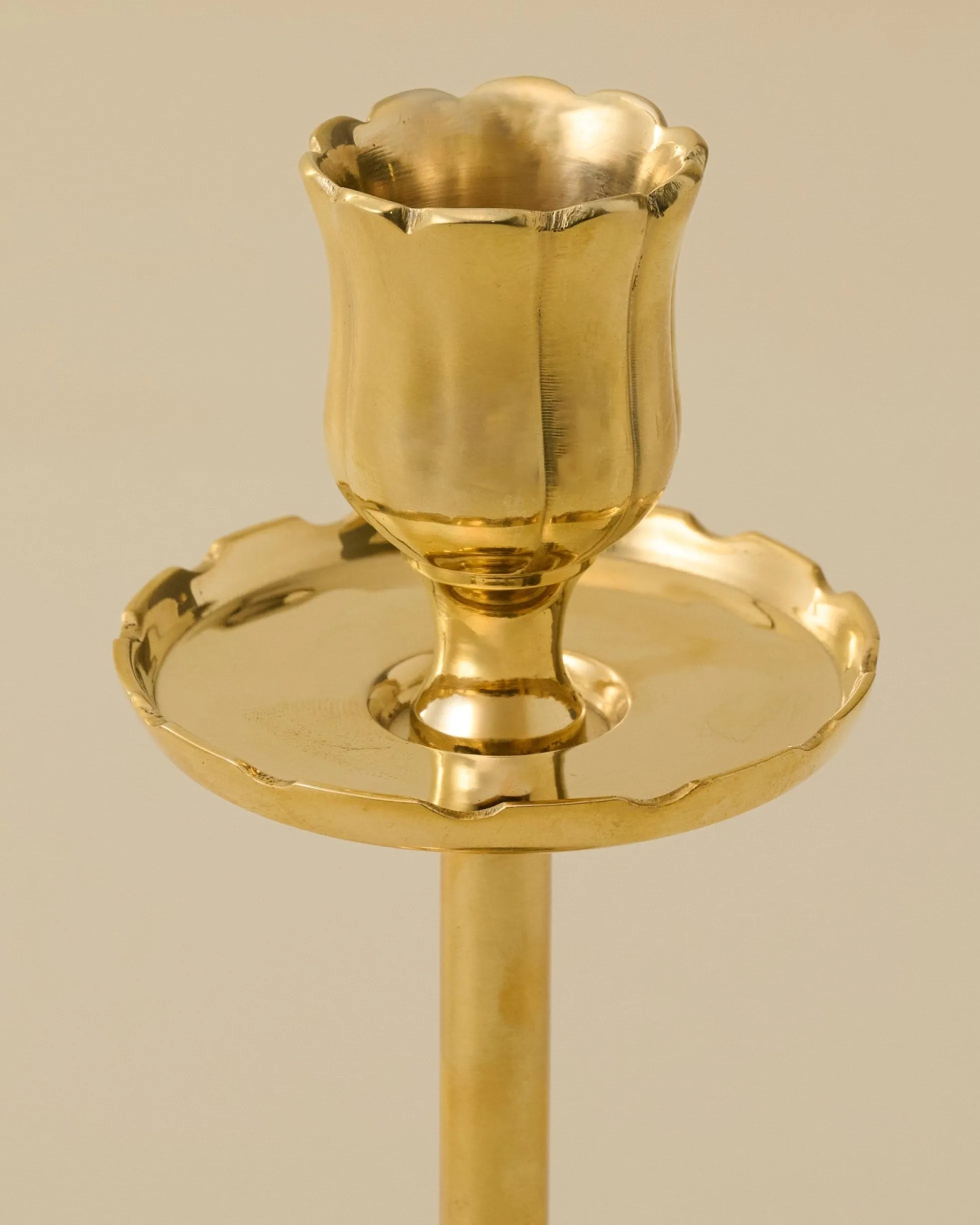 Solid Brass Floral Taper Holder
