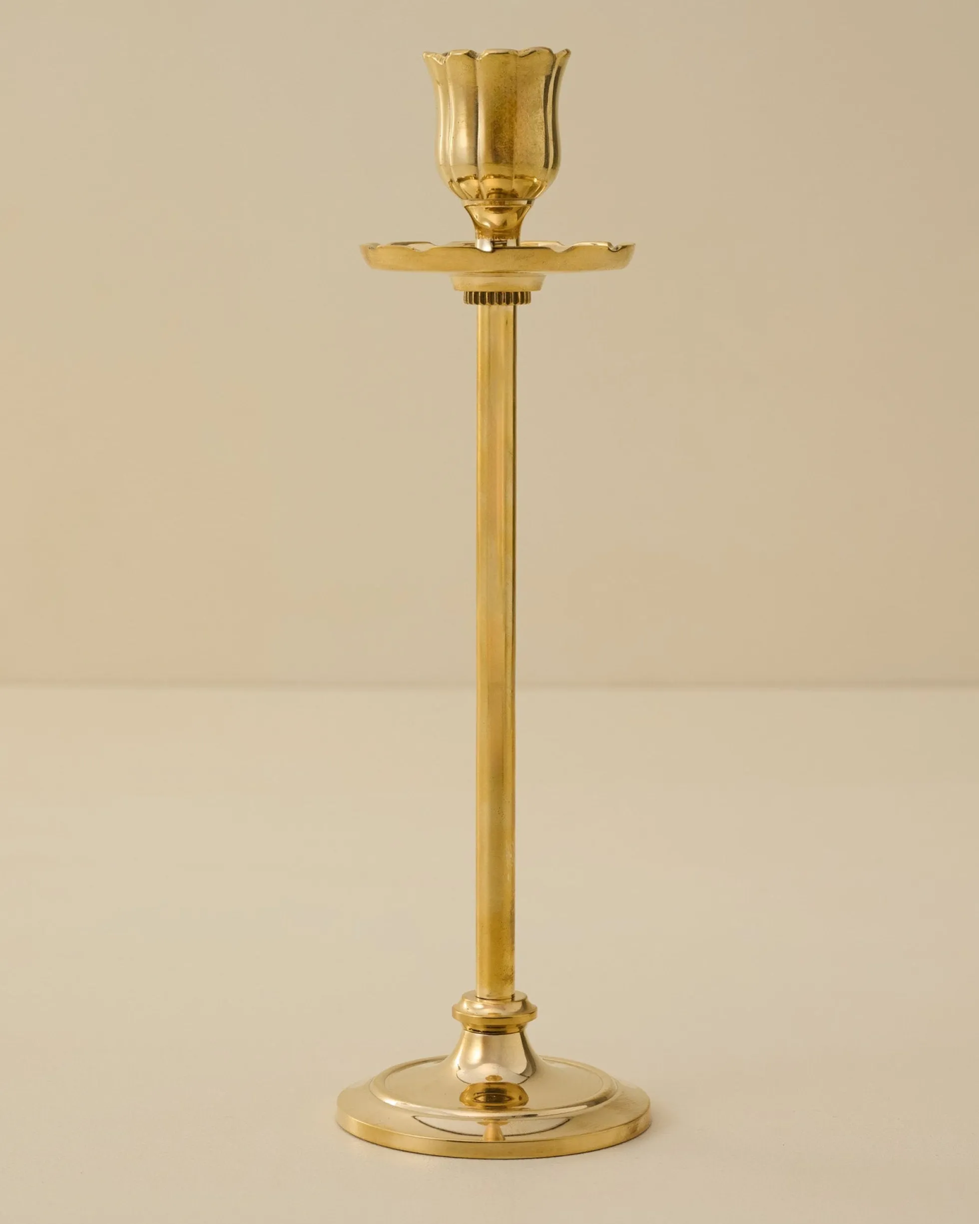 Solid Brass Floral Taper Holder