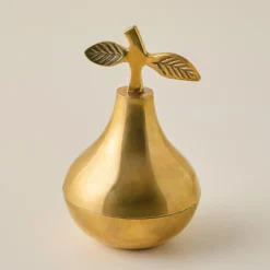 Solid Brass Pear Trinket Box