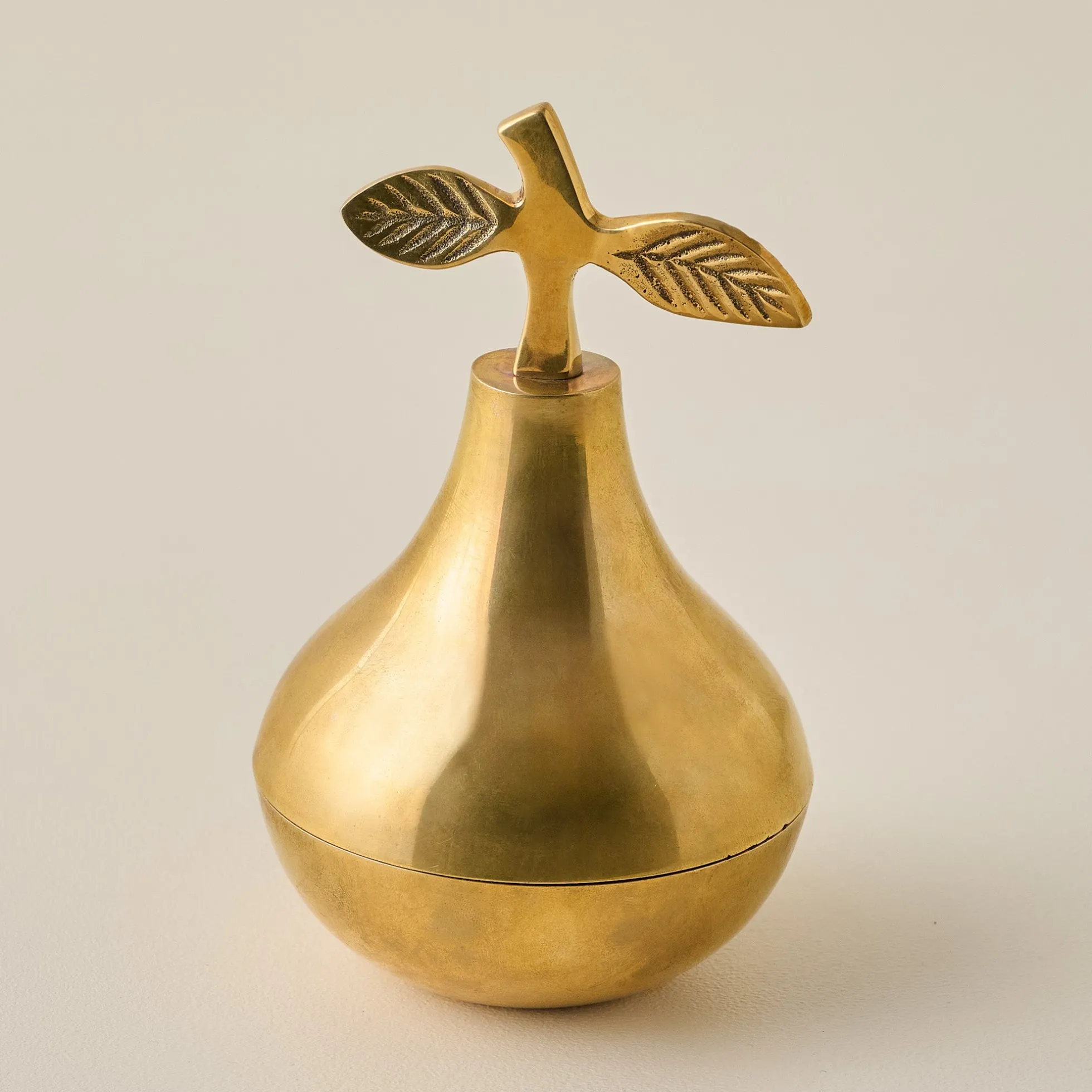 Solid Brass Pear Trinket Box