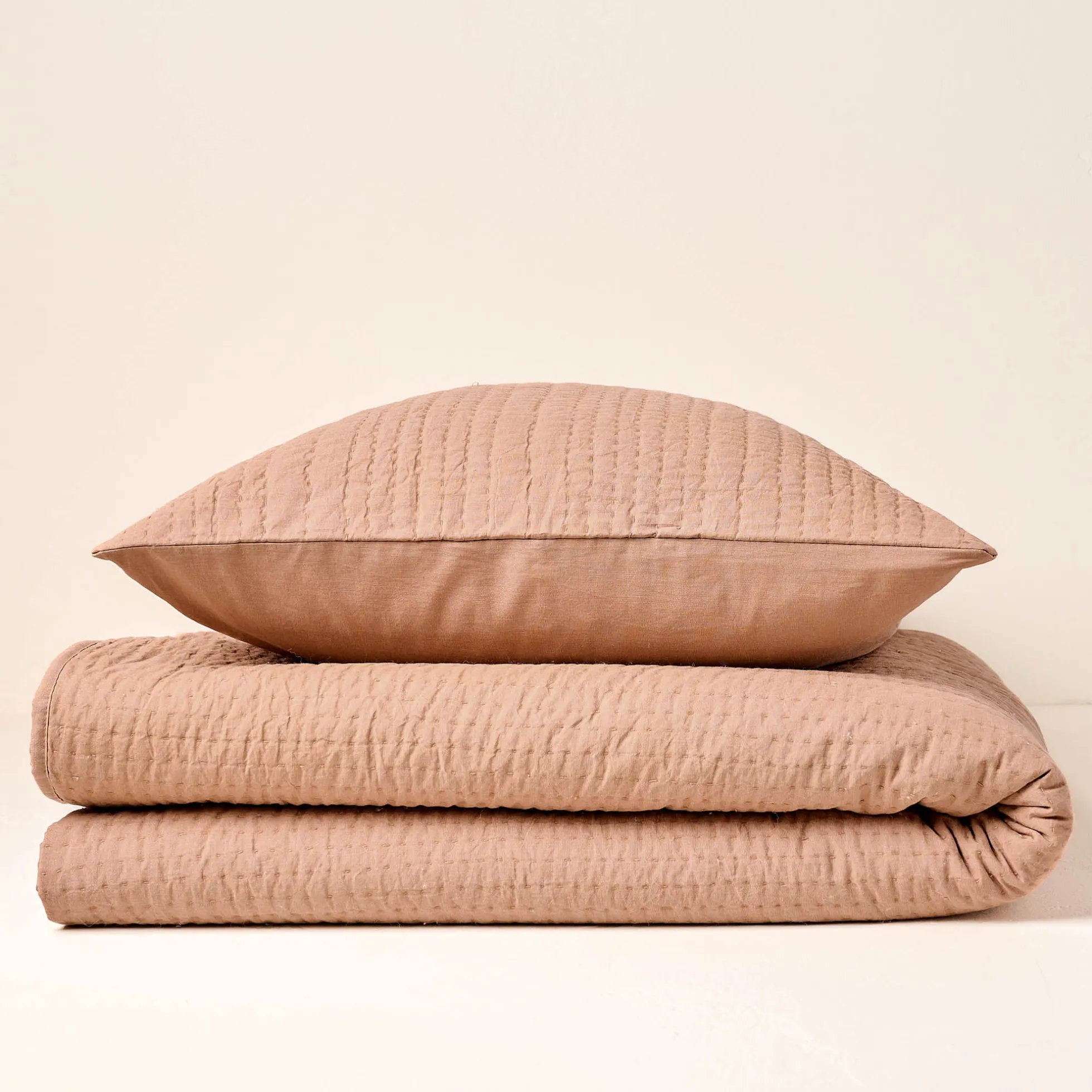 Stonewashed Pebbled Quilt Pillow Sham - Desert Clay