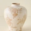 Taupe Distressed Floral Vase