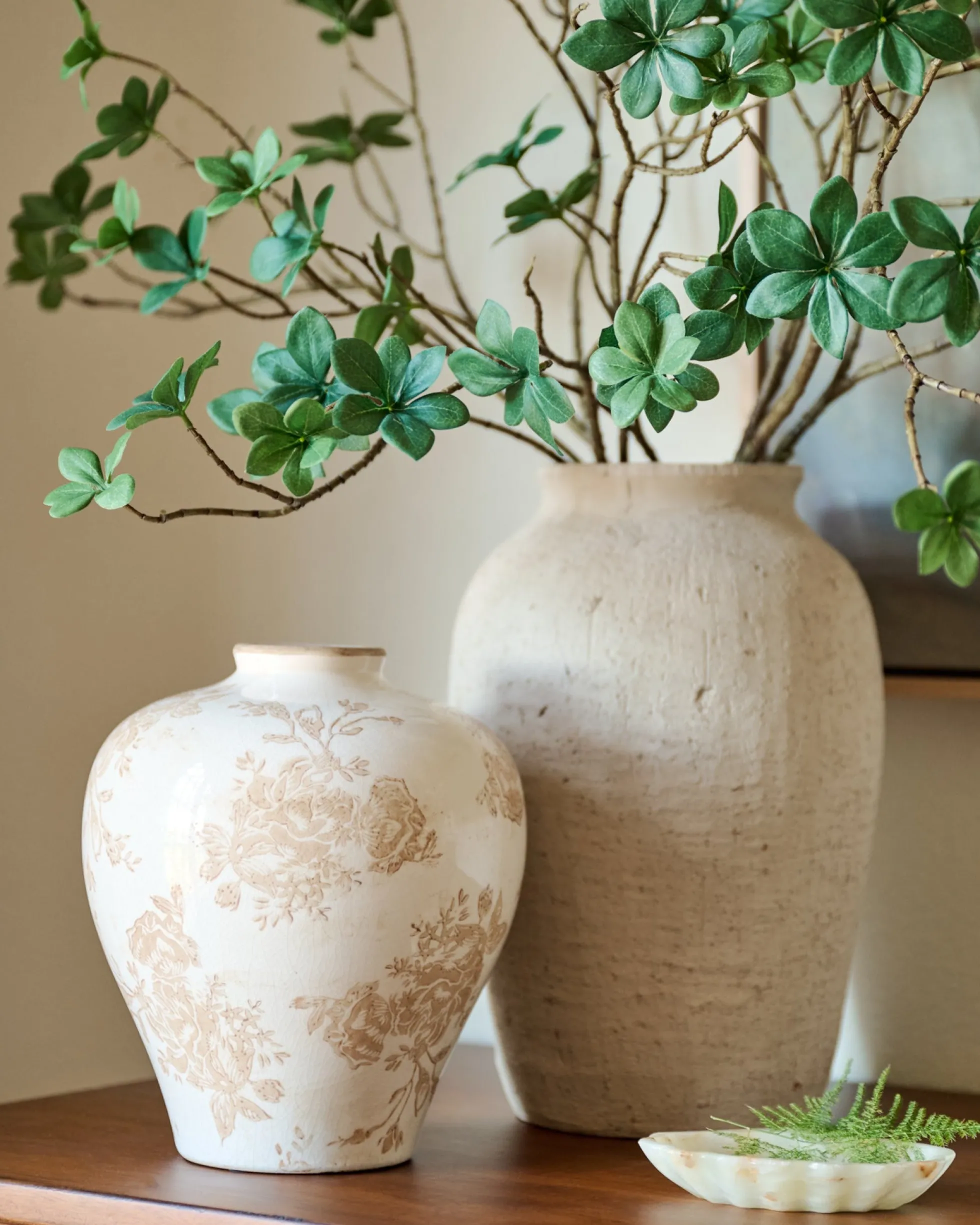Taupe Distressed Floral Vase