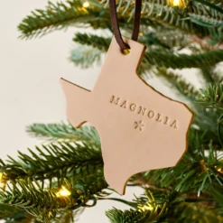 Texas Magnolia Leather Ornament