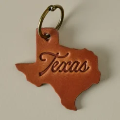 Texas Stamped Leather Keychain