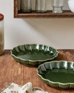 The Cottage Collection Forest Green Scalloped Baking Dish Set