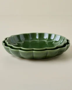 The Cottage Collection Forest Green Scalloped Baking Dish Set