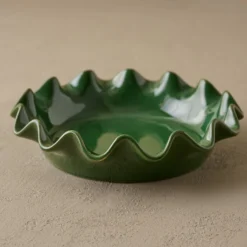 The Cottage Collection Forest Green Scalloped Pie Dish