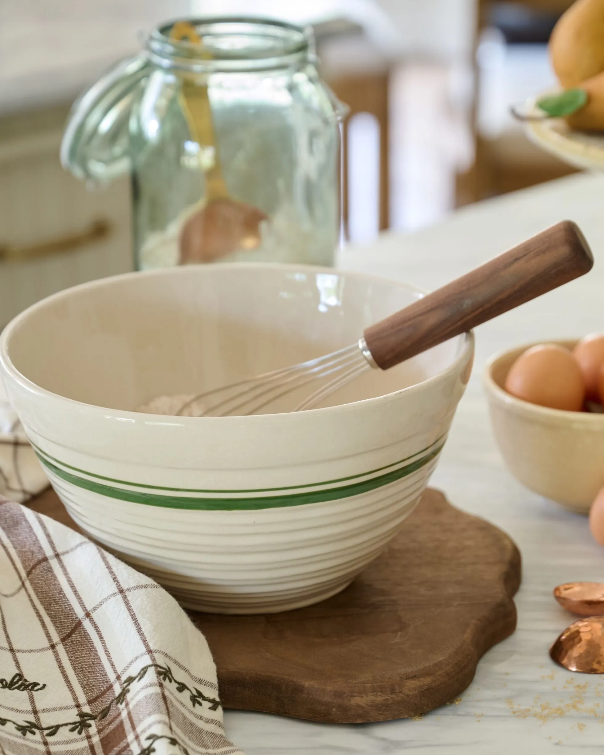 The Cottage Collection Forest Green Striped Mixing Bowl Set