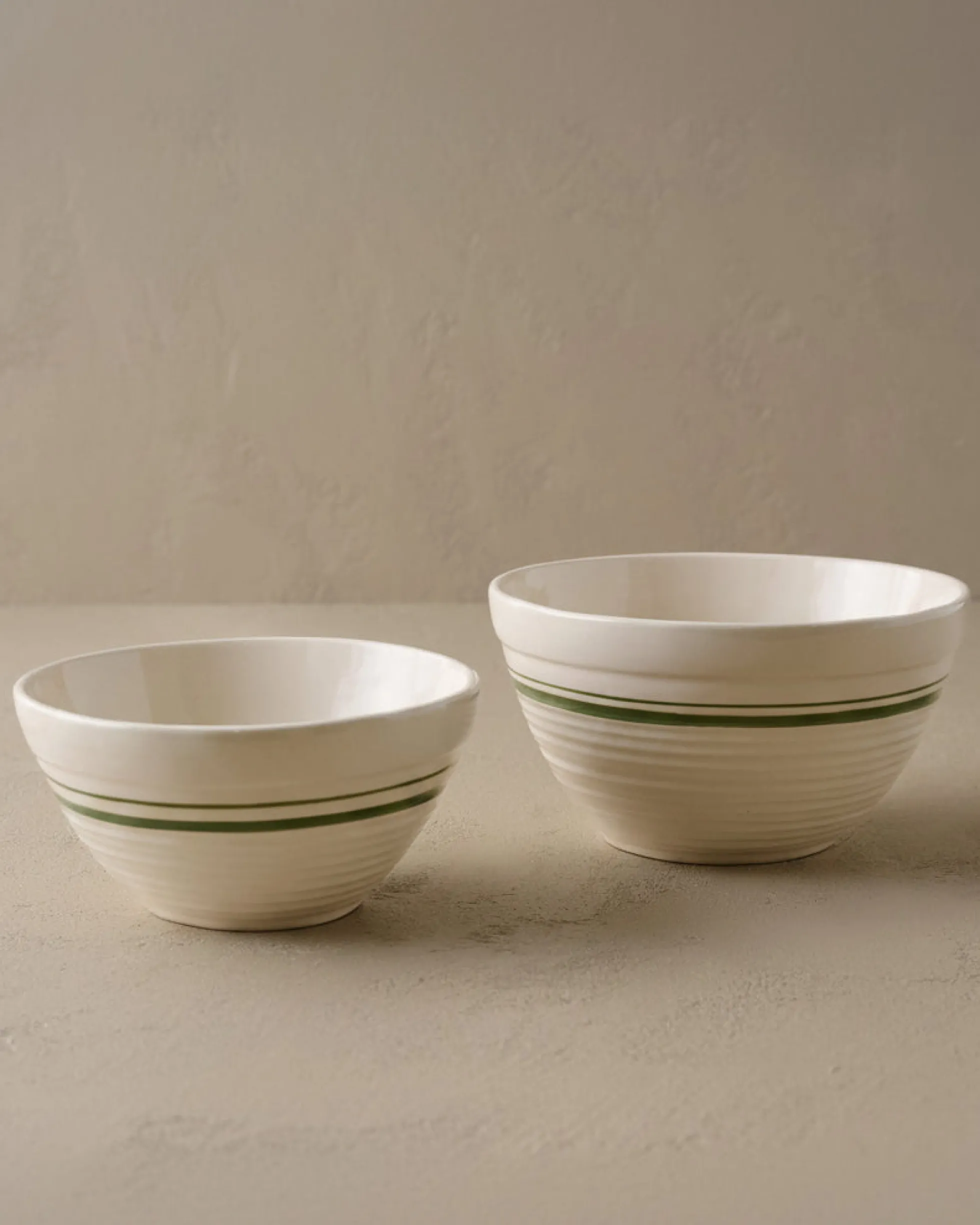 The Cottage Collection Forest Green Striped Mixing Bowl Set
