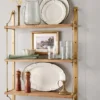 Triple Parker Brass and Wood Shelf