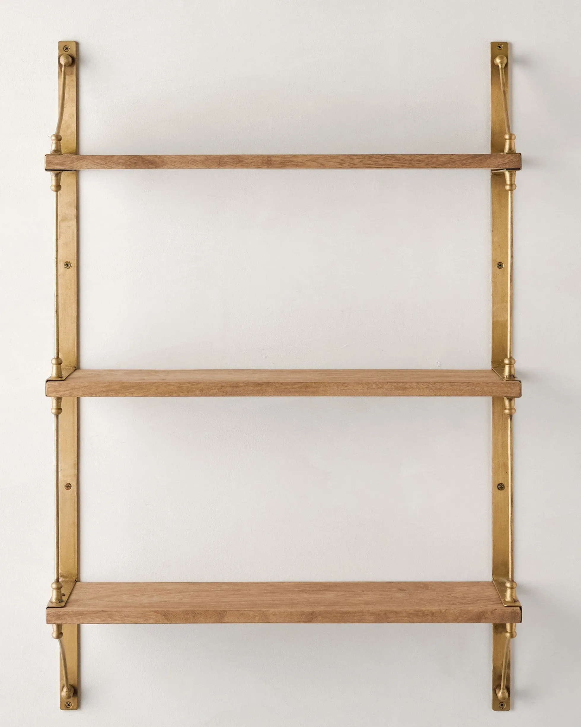 Triple Parker Brass and Wood Shelf