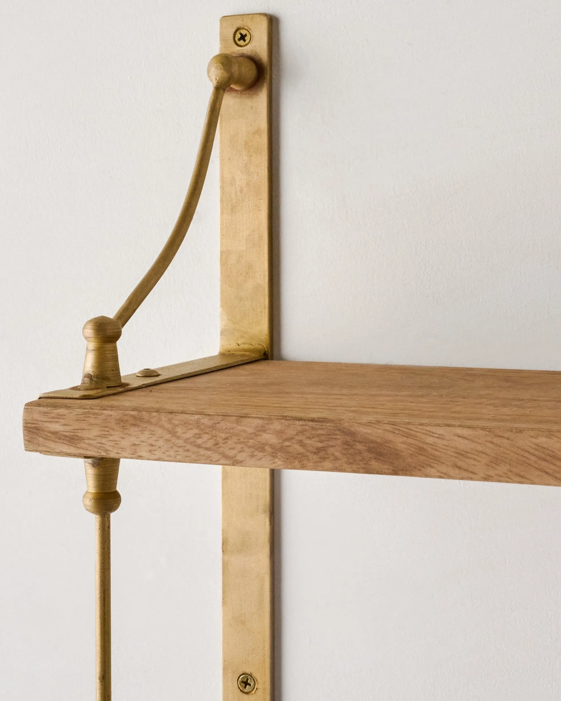 Triple Parker Brass and Wood Shelf