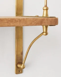 Triple Parker Brass and Wood Shelf
