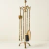 Twisted Antique Brass Fireplace Tool Set