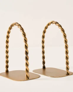 Twisted Vintage-Inspired Brass Bookends