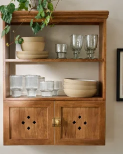 Vaughn Antiqued Wood Shelf with Doors