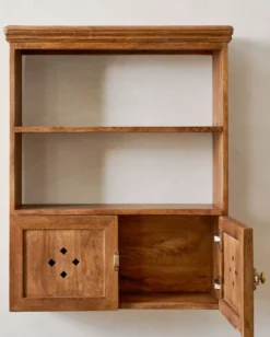 Vaughn Antiqued Wood Shelf with Doors