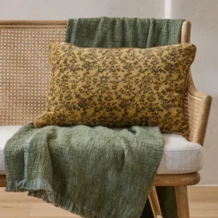 Velvet Amber Vines Lumbar Pillow