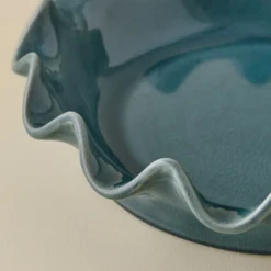 Vintage Blue Scalloped Pie Dish