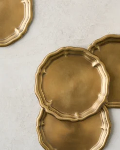 Vintage-Inspired Brass Coaster Set of Four