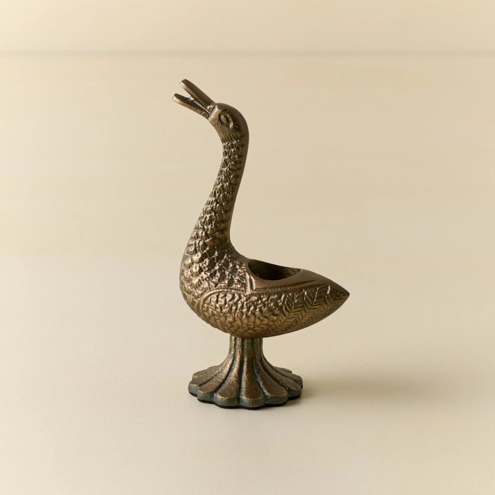 Vintage Inspired Brass Duck Taper Holder