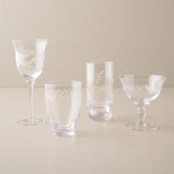 Vintage-Inspired Etched Glass Drinkware Bundle