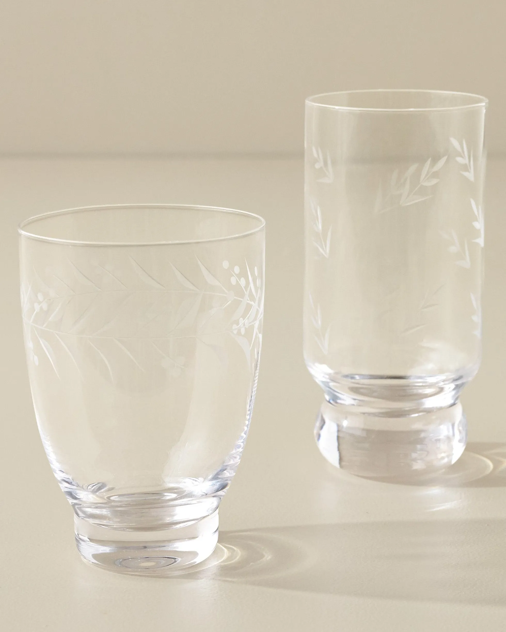 Vintage-Inspired Etched Glass Tumbler