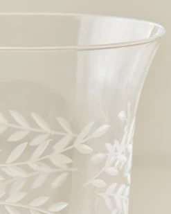 Vintage-Inspired Etched Glass Wine Glass