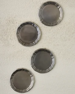Vintage-Inspired Pewter Coaster Set