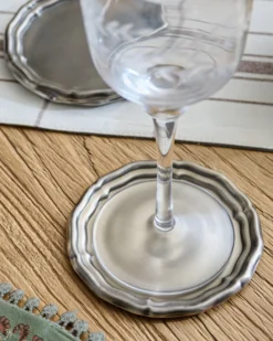 Vintage-Inspired Pewter Coaster Set