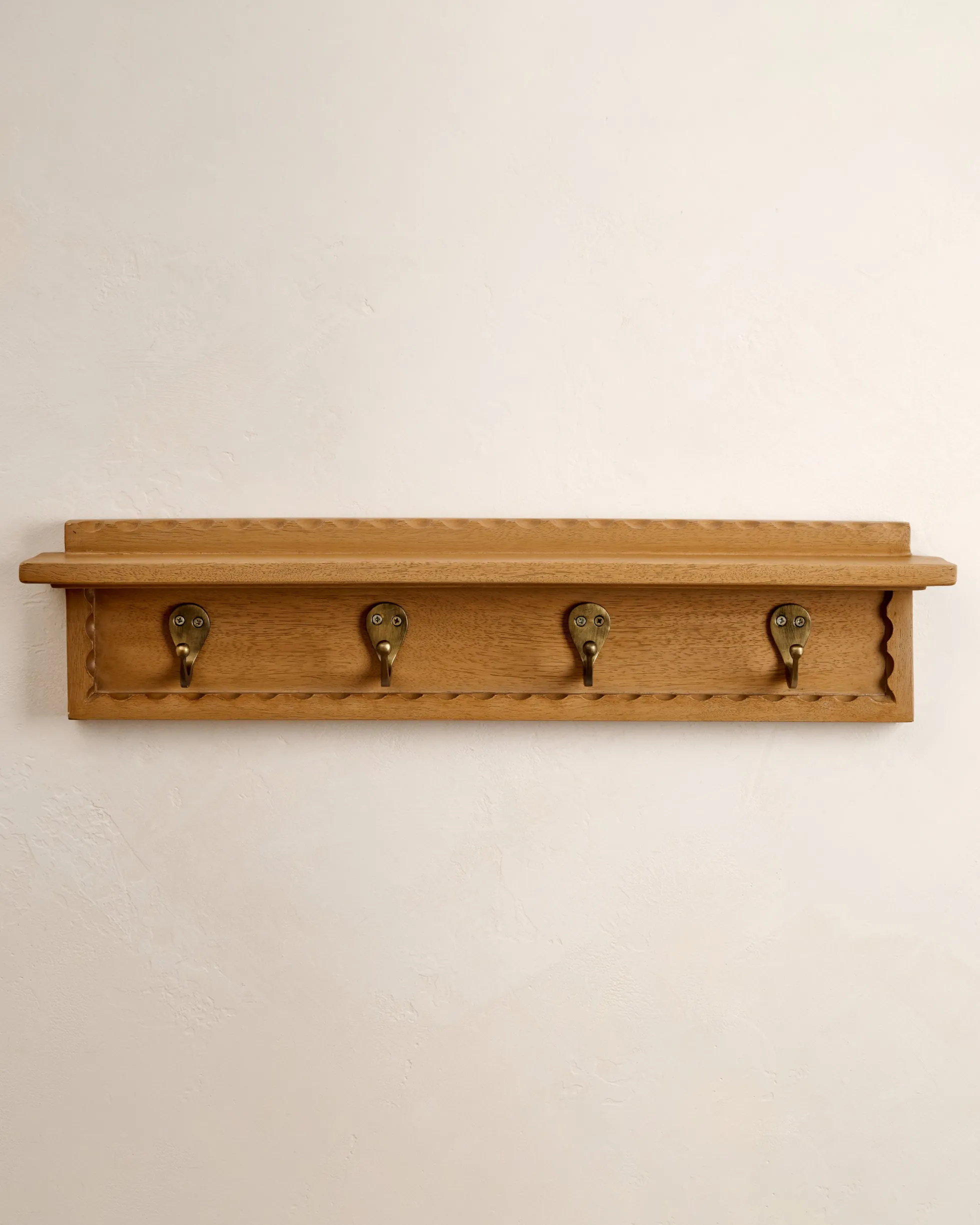 Wade Wood Wall Shelf with Hooks