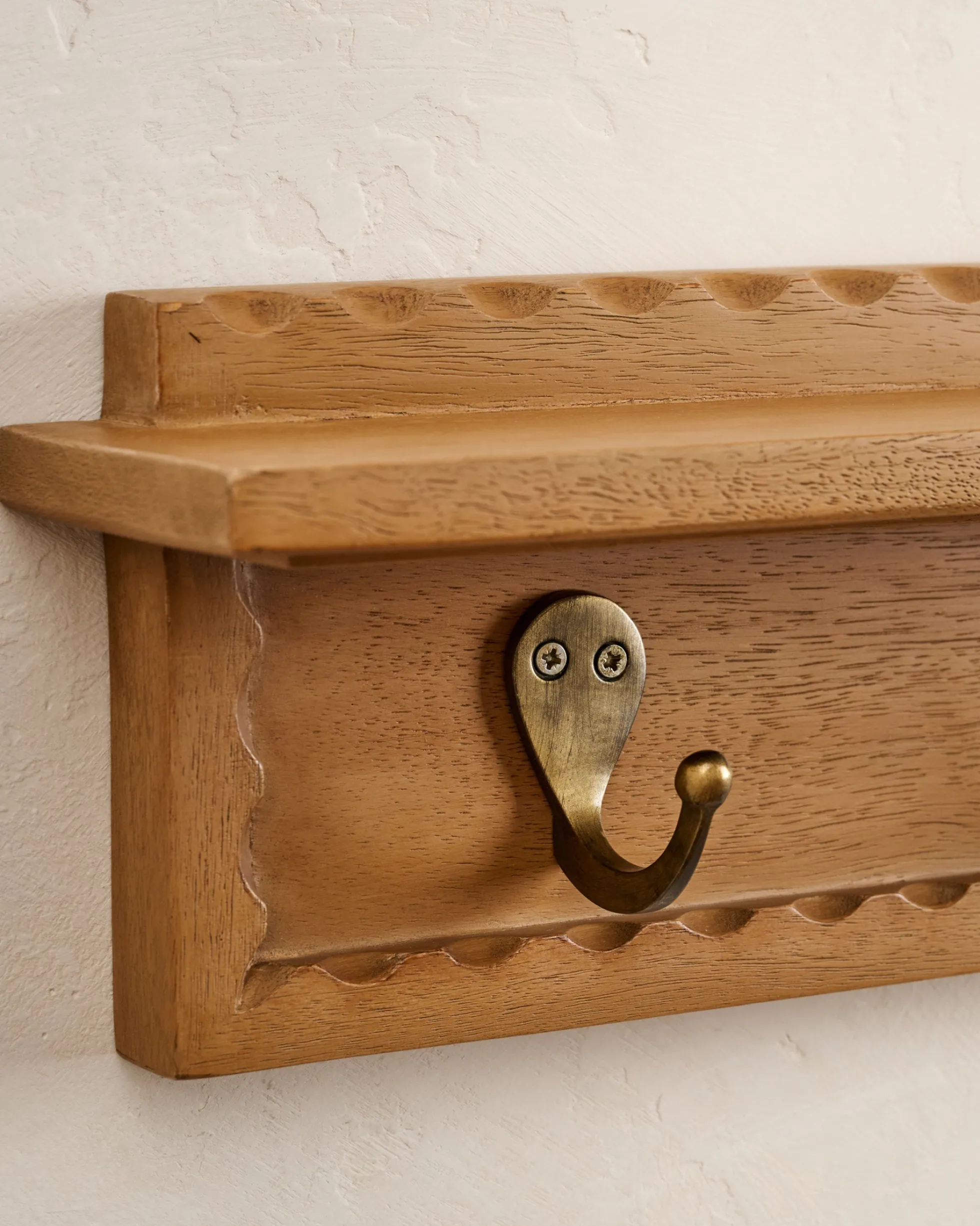 Wade Wood Wall Shelf with Hooks