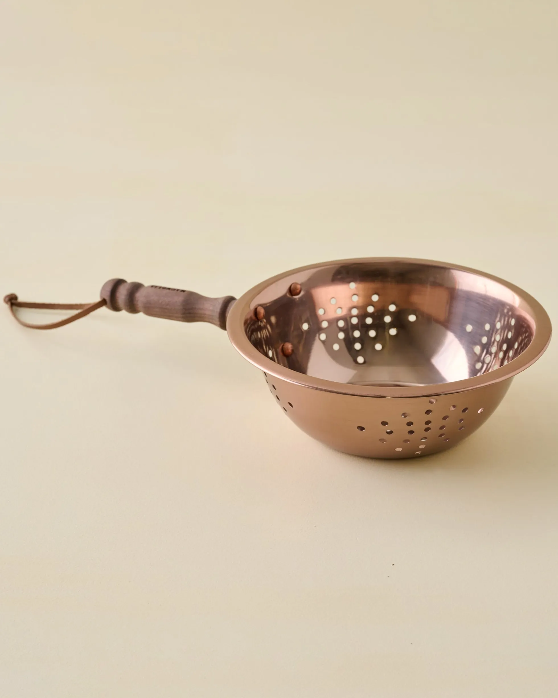 Walnut Handle Copper Colander