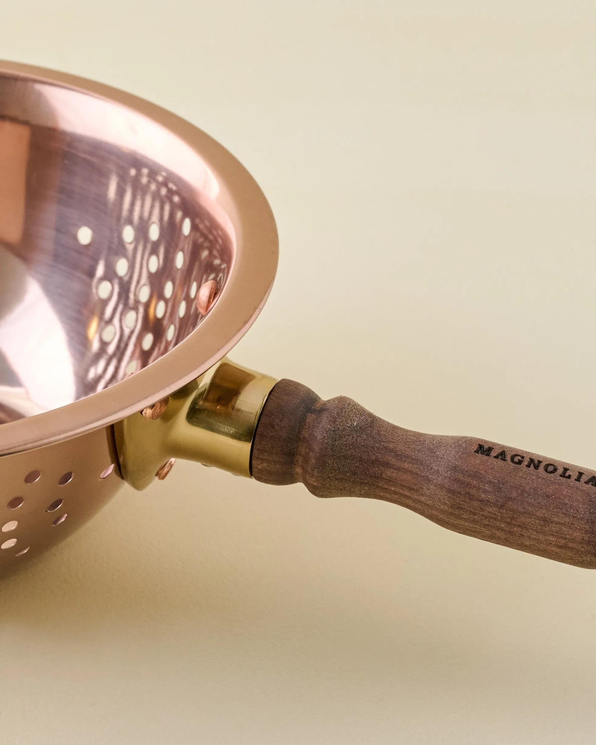 Walnut Handle Copper Colander