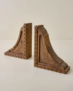 Warren Hand Carved Wood Bookends