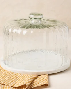 White Marble Fluted Cake Dome