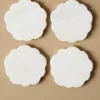 White Marble Scalloped Coaster Set