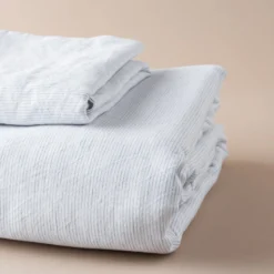 White Stripe Linen Cotton Duvet Cover