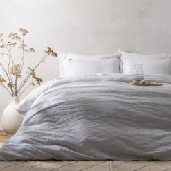 White Stripe Linen Cotton Duvet Cover