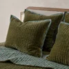 Winter Moss Audrey Velvet Block Print Quilt + Sham Set (Queen)