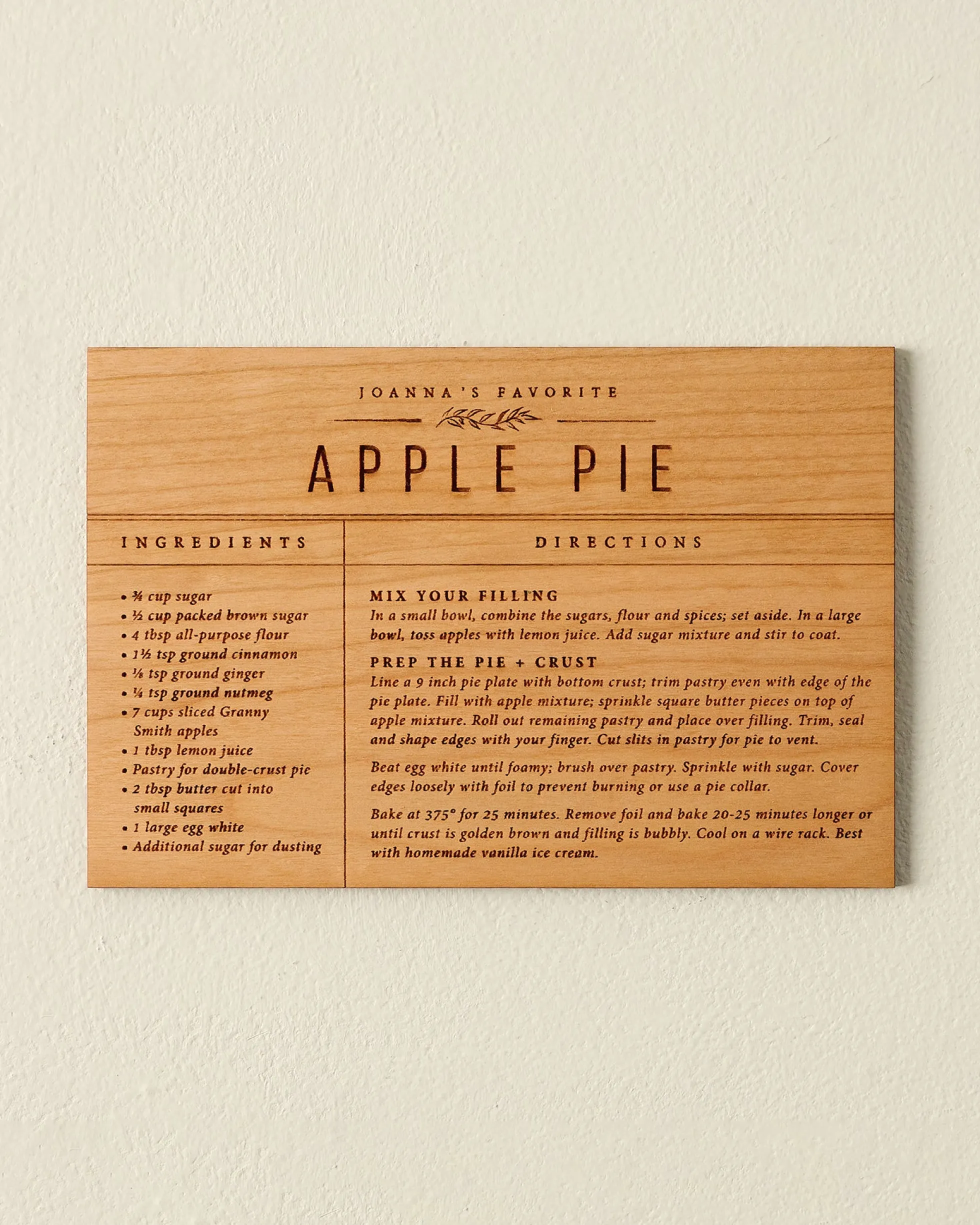 Wooden Recipe Card