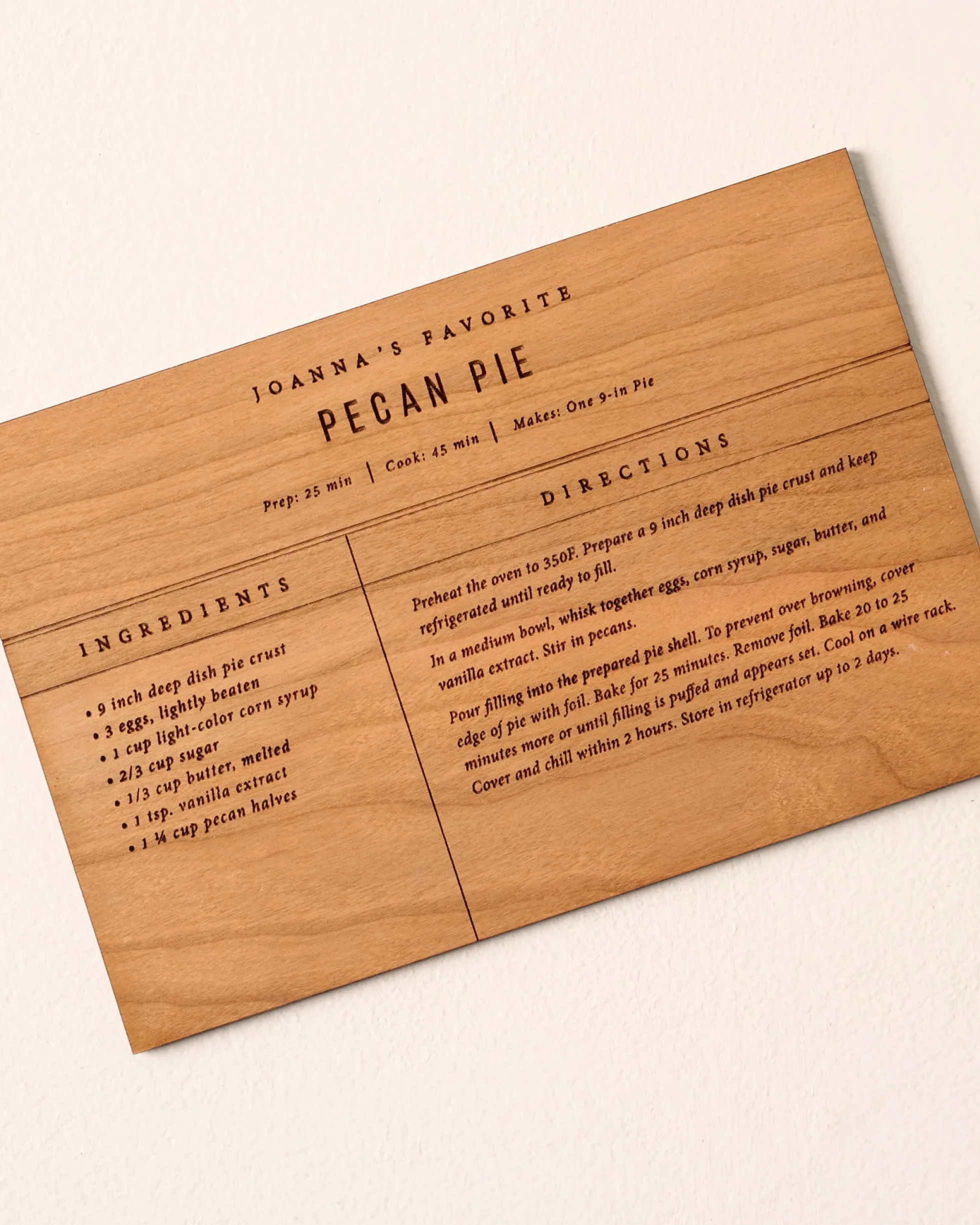 Wooden Recipe Card