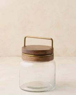 Wood with Antique Brass Canister